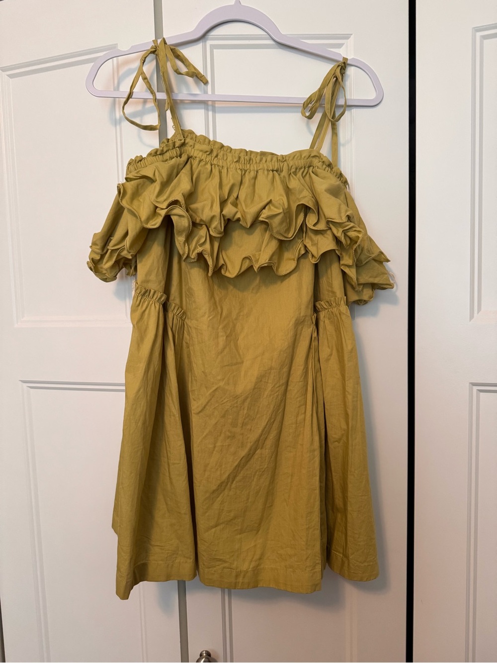 Free People Yellow Green Elastic Waist Skirt